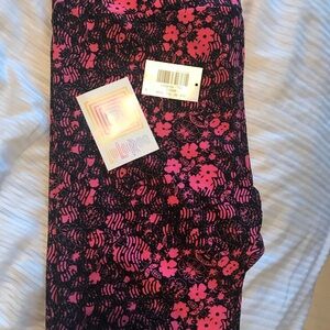 LuLaRoe Pink and Black Floral Leggings